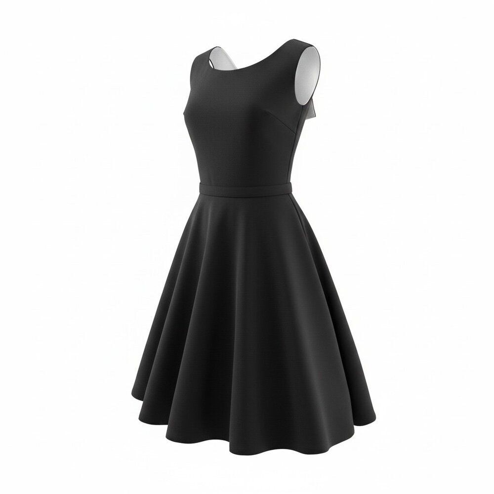Bettie Page by Tatyana Black Circle Dress XL Open Back White Satin